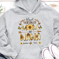 Sunflower Bless To Be Called Mama Gift For Mom Grandma Nana Gigi Custom Name Personalized Mother's Day Shirt Long Sleeve Hoodie