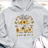 Sunflower Bless To Be Called Mama Gift For Mom Grandma Nana Gigi Custom Name Personalized Mother's Day Shirt Long Sleeve Hoodie