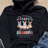 Bunny Easter Gift For Grandma Gigi Nana Birthday Gift Custom Kid's Name Personalized Mother's Day Shirt Long Sleeve Hoodie