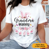 Grandma Bunny Cute Easter Gift For Grandma Nana Gigi Custom Name Personalized Mother's Day Shirt Long Sleeve Hoodie