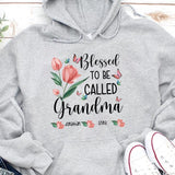 Blessed Grandma Tulips Easter Gift For Grandma Nana Gigi Custom Kid's Name Personalized Mother's Day Shirt Long Sleeve Hoodie