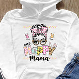 One Hoppy Mama Bunny Easter Gift For Mom Grandma Nana Gigi Custom Kid's Name Personalized Mother's Day Shirt Long Sleeve Hoodie