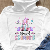 Blessed Grandma Gnome Bunny Easter Gift For Grandma Nana Gigi Custom Kid's Name Personalized Mother's Day Shirt Long Sleeve Hoodie