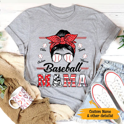 Baseball Mama Gift For Mom Sport Mom Custom Kid's Name Personalized Mother's Day Shirt Long Sleeve Hoodie