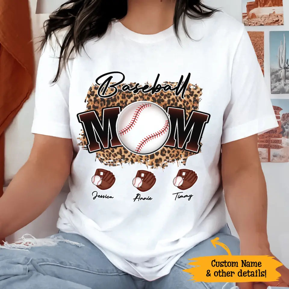 Personalized Baseball Mom T-Shirt With Name