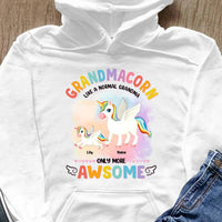 Grandmacorn Unicorn Gift For Grandma Nana Gigi Custom Kid's Name Personalized Mother's Day Shirt Long Sleeve Hoodie