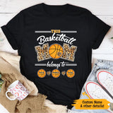 Basketball Mama Leopard Gift For Mom Sport Mom Custom Kid's Name Personalized Mother's Day Shirt Long Sleeve Hoodie