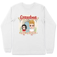 (Up to 12 Kids) Dolls Chibi Gift For Mom Grandma Nana Gigi Flower Custom Name Personalized Mother's Day Shirt Long Sleeve Hoodie