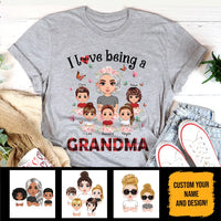 (Up to 12 Kids) Dolls Chibi Gift For Mom Grandma Nana Gigi Custom Name Personalized Mother's Day Shirt Long Sleeve Hoodie