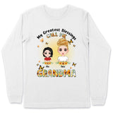 (Up to 12 Kids) Dolls Chibi Sunflower Gift For Mom Grandma Nana Gigi Custom Name Personalized Mother's Day Shirt Long Sleeve Hoodie