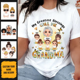 (Up to 12 Kids) Dolls Chibi Sunflower Gift For Mom Grandma Nana Gigi Custom Name Personalized Mother's Day Shirt Long Sleeve Hoodie