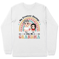 (Up to 4 Kids) Dolls Chibi Rainbow Gift For Mom Grandma Nana Gigi Custom Name Personalized Mother's Day Shirt Long Sleeve Hoodie