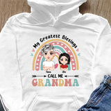 (Up to 4 Kids) Dolls Chibi Rainbow Gift For Mom Grandma Nana Gigi Custom Name Personalized Mother's Day Shirt Long Sleeve Hoodie