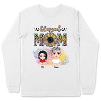 (Up to 4 Kids) Dolls Chibi Rainbow Leopard Gift For Mom Grandma Nana Gigi Custom Name Personalized Mother's Day Shirt Long Sleeve Hoodie