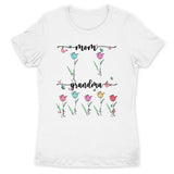 (Up to 8 Grandkids) Tulips Flower Easter Gift For Mom Grandma Nana Gigi Custom Title & Name Personalized Mother's Day Shirt Long Sleeve Hoodie