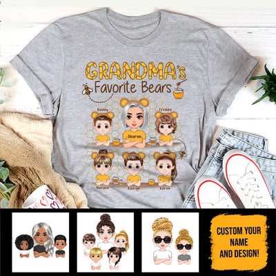 (Up to 8 Kids) Cute Gift For Mom Grandma Nana Gigi Custom Title & Name Personalized Mother's Day Shirt Long Sleeve Hoodie