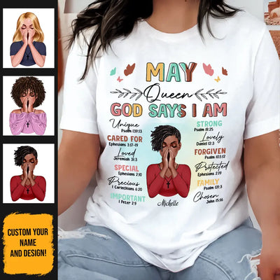 Personalized Custom May Birthday Shirt  I Am A May Queen Queens Are Born In May Born T Shirts May Tshirts For Women