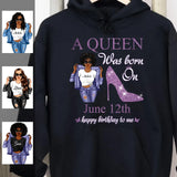 (Custom Birth Date) January Girl Personalized January Birthday Gift For Her Black Queen Custom Birthday Shirt January Girl Hoodie Dreameris