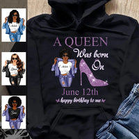 (Custom Birth Date) January Girl Personalized January Birthday Gift For Her Black Queen Custom Birthday Shirt January Girl Hoodie Dreameris