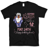 (Custom Birth Date) Gemini Personalized June Birthday Gift For Her Custom Birthday Gift Black Queen Customized May Birthday T-Shirt Hoodie Dreameris