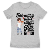 Personalized Custom February Birthday Shirt Baseball Mom Baseball Lovers Gift Sport Mom February Shirts For Women