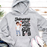 Personalized Custom February Birthday Shirt Baseball Mom Baseball Lovers Gift Sport Mom February Shirts For Women