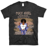 May Girl Blunt Because God Rolled Me Christian Personalized May Birthday Gift For Her Black Queen Custom May Birthday Shirt