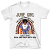 June Girl Boho Rainbow Leopard Personalized June Birthday Gift For Her Black Queen Custom June Birthday Shirt