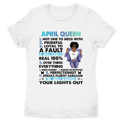 April Girl Facts Personalized April Birthday Gift For Her Black Queen Custom April Birthday Shirt