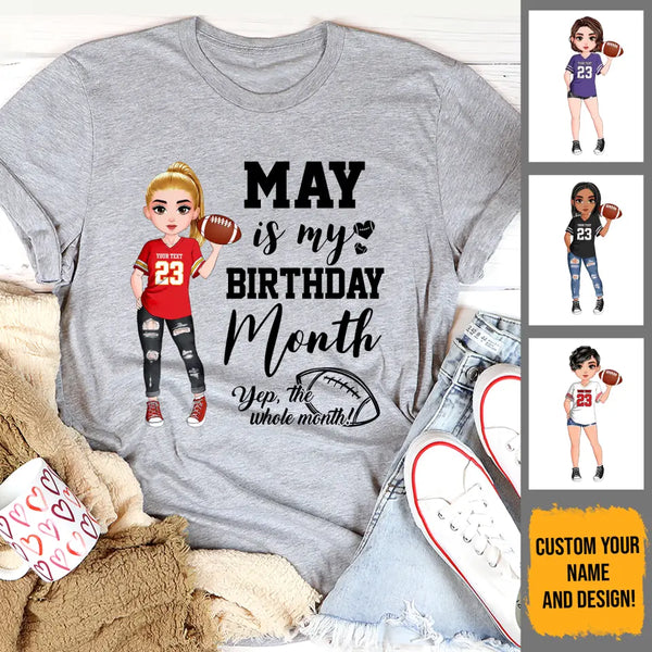 Personalized Custom May Birthday Shirt American Football Mom American Football Lovers Gift Sport Mom May Shirts For Women