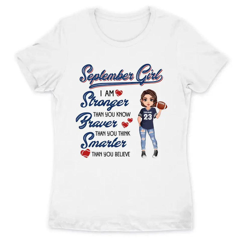 Personalized Custom September Birthday Shirt American Football Mom American  Football Lovers Gift Sport Mom September Shirts For Women