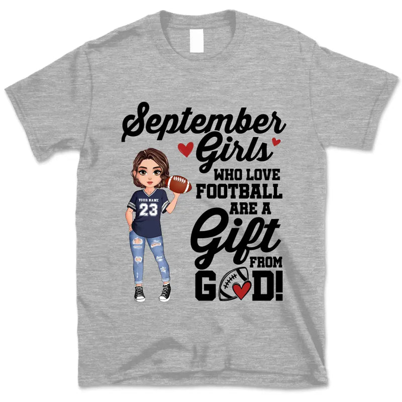 Personalized Custom September Birthday Shirt American Football Mom American  Football Lovers Gift Sport Mom September Shirts For Women