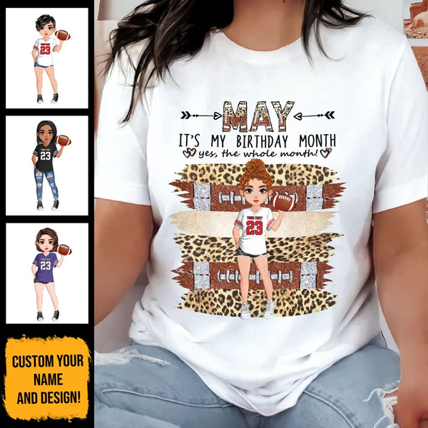 Personalized Custom May Birthday Shirt American Football Mom American Football Lovers Gift Sport Mom May Shirts For Women