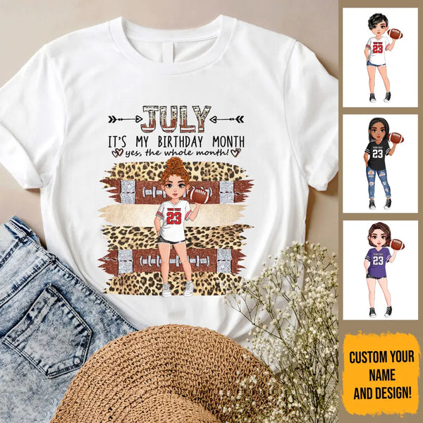 Personalized Custom July Birthday Shirt American Football Mom American Football Lovers Gift Sport Mom July Shirts For Women