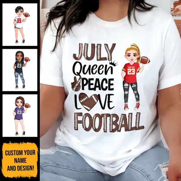 Personalized Custom July Birthday Shirt American Football Mom American Football Lovers Gift Sport Mom July Shirts For Women