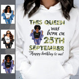 October Girl Custom Date Personalized October Birthday Gift For Her Black Queen Custom October Birthday Shirt Hoodie