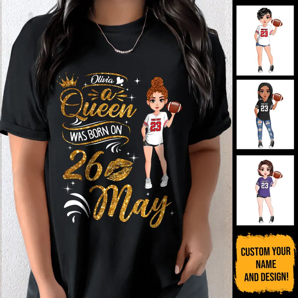 Personalized Custom May Birthday Shirt American Football Mom American Football Lovers Gift Sport Mom May Shirts For Women