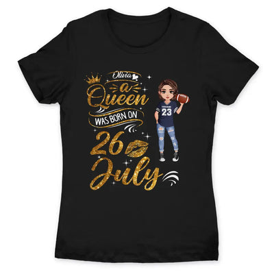 Personalized Custom July Birthday Shirt American Football Mom American Football Lovers Gift Sport Mom July Shirts For Women