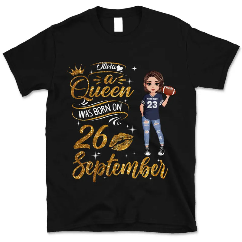 Personalized Custom September Birthday Shirt American Football Mom American  Football Lovers Gift Sport Mom September Shirts For Women