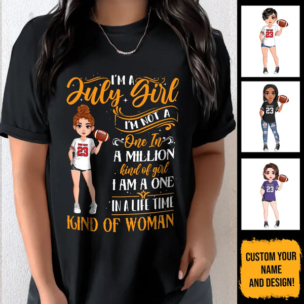 Personalized Custom July Birthday Shirt American Football Mom American Football Lovers Gift Sport Mom July Shirts For Women