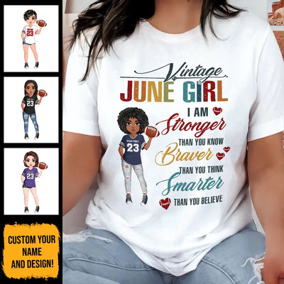 Personalized Custom June Birthday Shirt American Football Mom American Football Lovers Gift Sport Mom June Shirts For Women