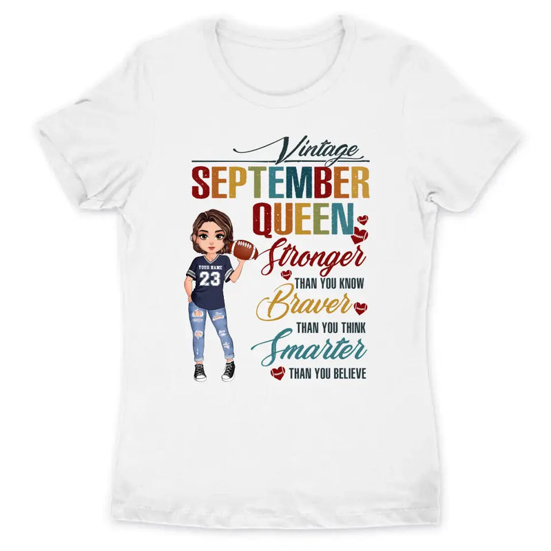 Personalized Custom September Birthday Shirt American Football Mom American  Football Lovers Gift Sport Mom September Shirts For Women