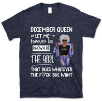 Personalized December Birthday Gift For Her Custom Birthday Gift Black Queen Customized December Birthday T-Shirt Hoodie Dreameris