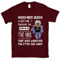 Personalized November Birthday Gift For Her Custom Birthday Gift Black Queen Customized November Birthday T-Shirt Hoodie Dreameris