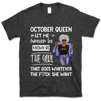 Personalized October Birthday Gift For Her Custom Birthday Gift Black Queen Customized October Birthday T-Shirt Hoodie Dreameris