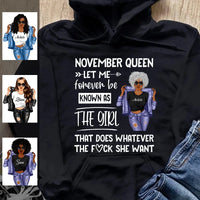 Personalized November Birthday Gift For Her Custom Birthday Gift Black Queen Customized November Birthday T-Shirt Hoodie Dreameris