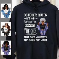 Personalized October Birthday Gift For Her Custom Birthday Gift Black Queen Customized October Birthday T-Shirt Hoodie Dreameris