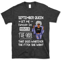 Personalized September Birthday Gift For Her Custom Birthday Gift Black Queen Customized September Birthday T-Shirt Hoodie Dreameris