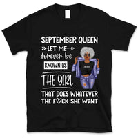 Personalized September Birthday Gift For Her Custom Birthday Gift Black Queen Customized September Birthday T-Shirt Hoodie Dreameris