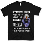 Personalized September Birthday Gift For Her Custom Birthday Gift Black Queen Customized September Birthday T-Shirt Hoodie Dreameris